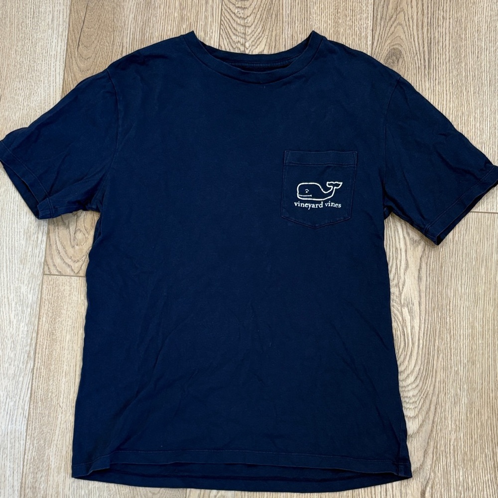 Vineyard Vines Navy Pocket Tee with Whale Logo
